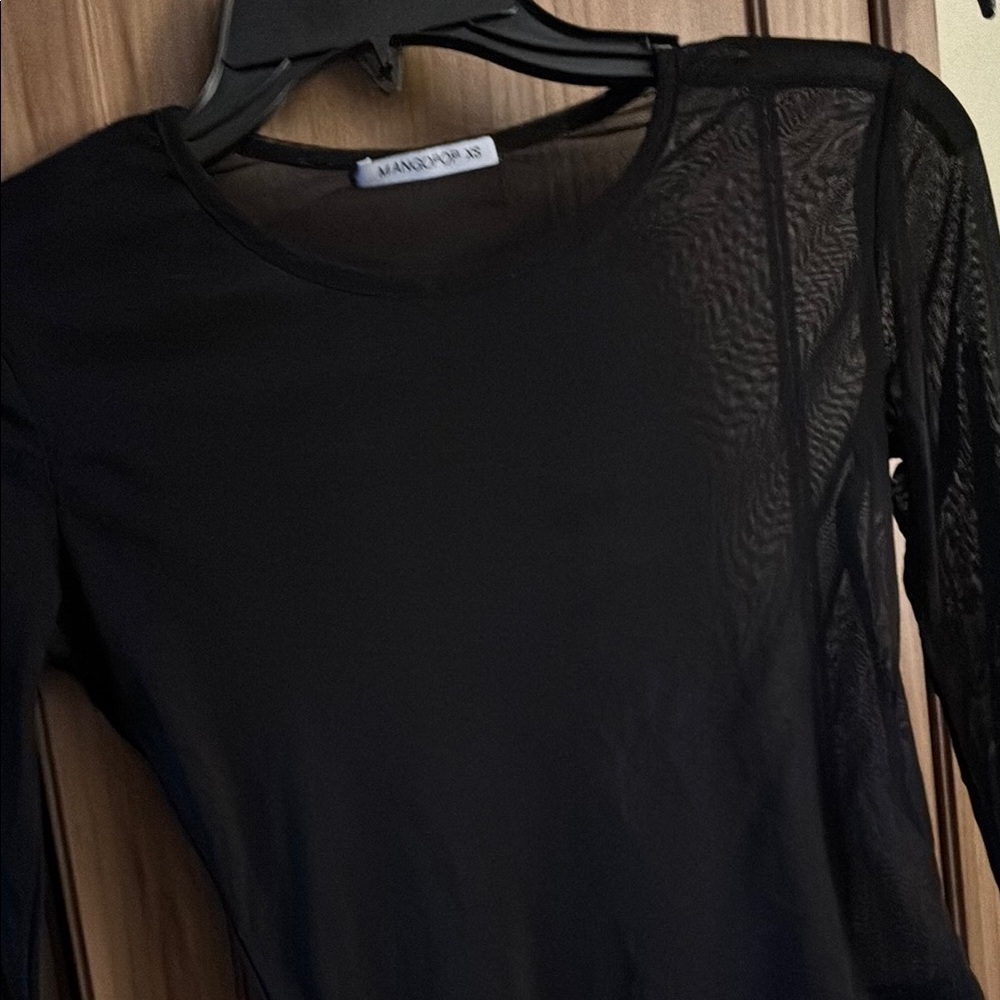 Black MESH Long Sleeve Top